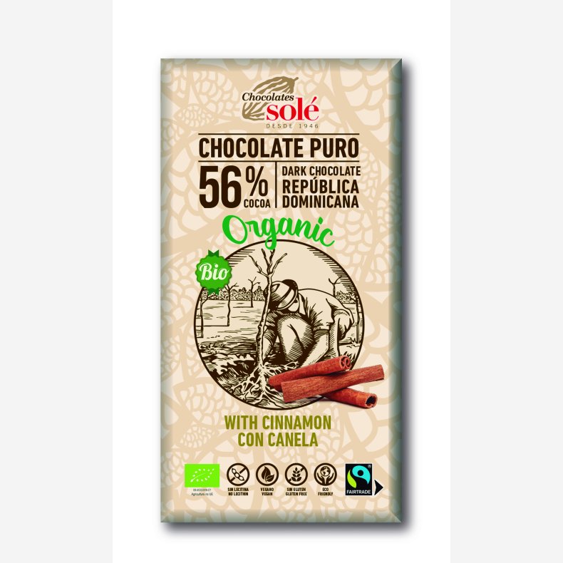 Mrk chokolade 56% m. kanel