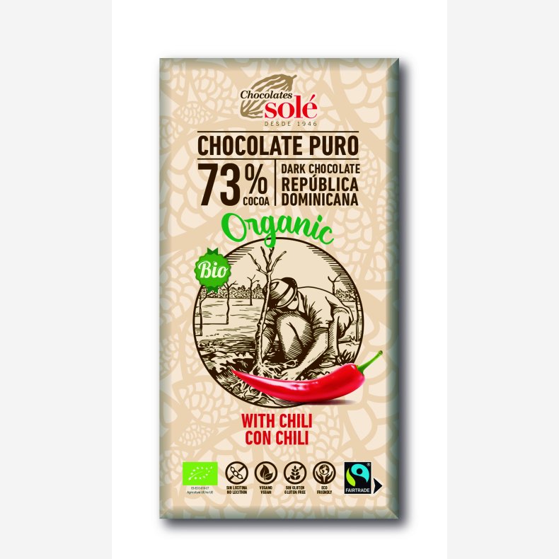 Mørk chokolade 73% m. chili