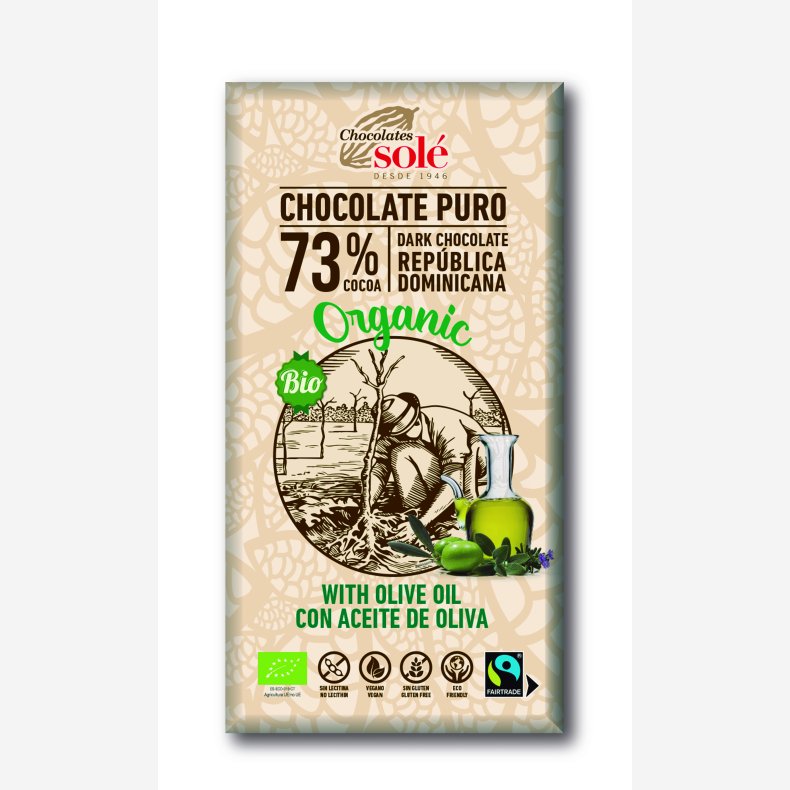 Mørk chokolade 73% m. olivenolie